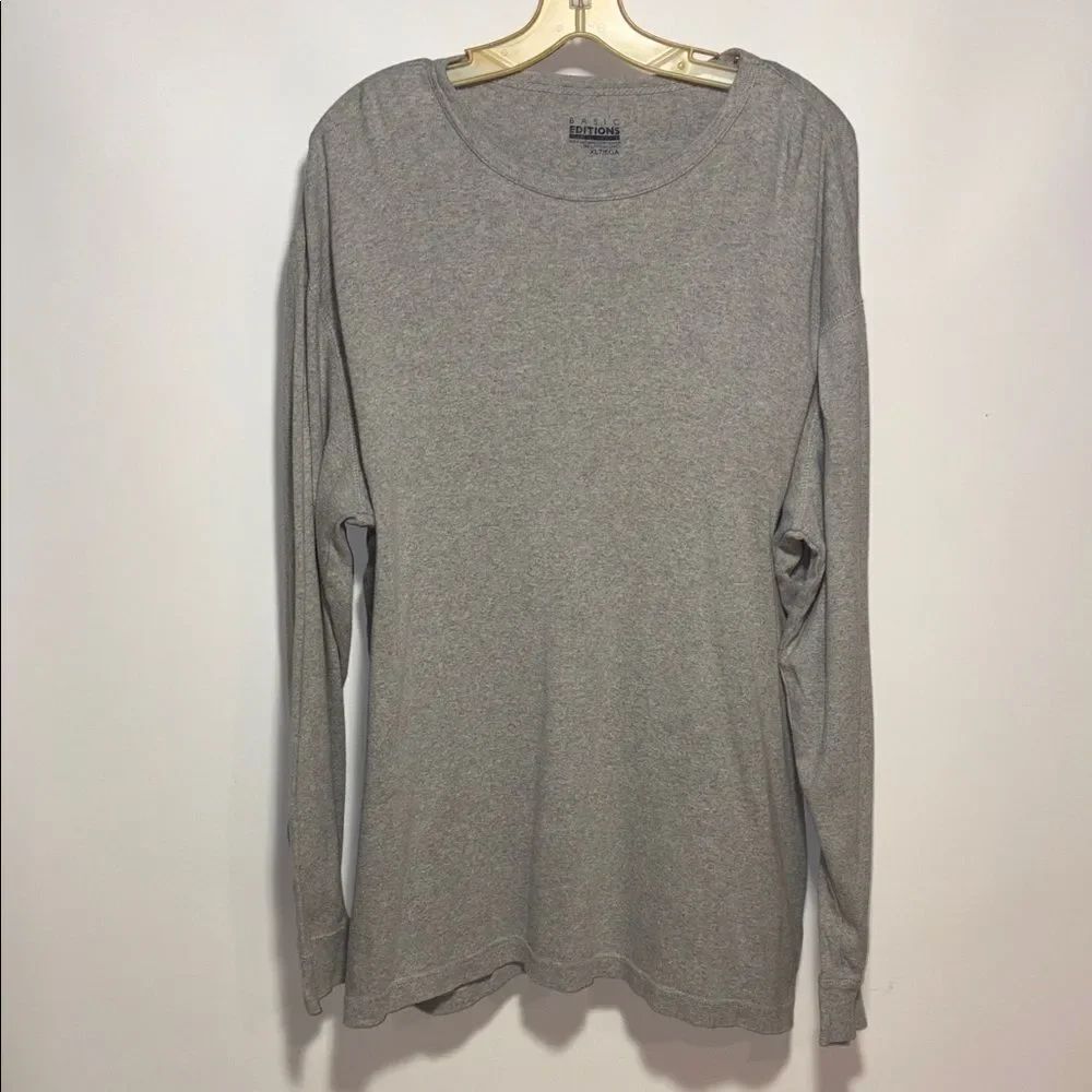 Basic Editions Heather Gray Long Sleeve Top